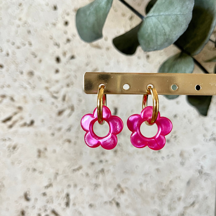 Boucles Daphnée - Fuschias nacrées