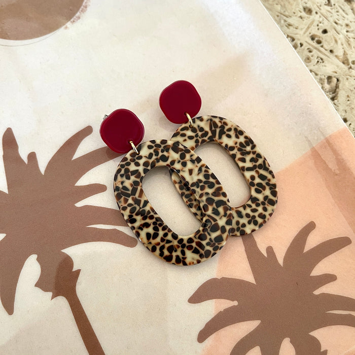 Boucles Agathe - Tachetées/bordeaux