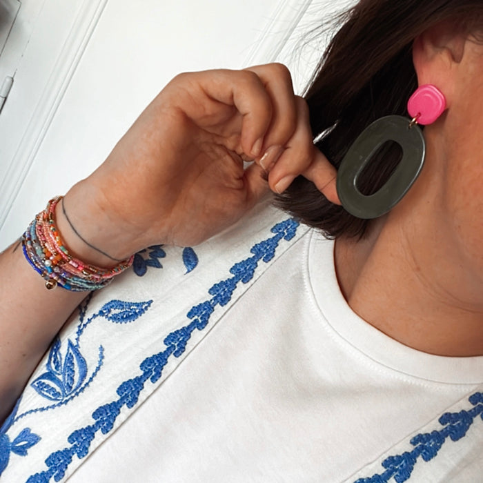 Boucles Agathe - Vertes & roses