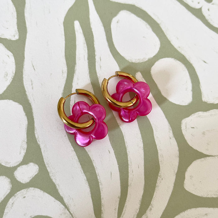 Boucles Daphnée - Fuschias nacrées