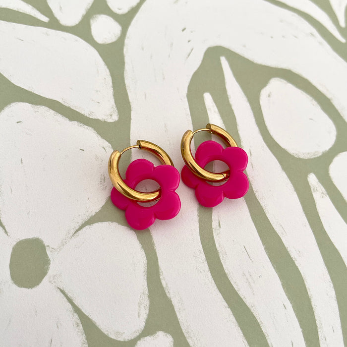 Boucles Daphnée - Fuschias
