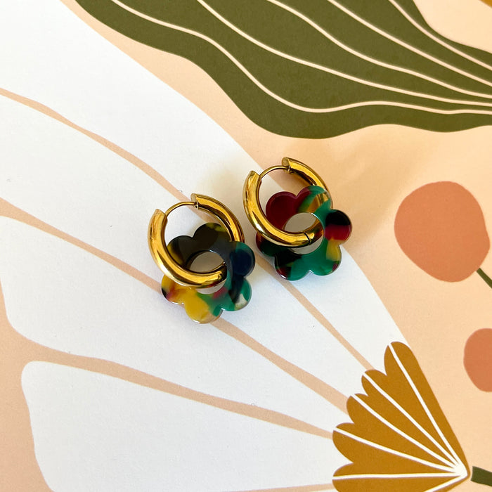 Boucles Paula - Vert/Rose