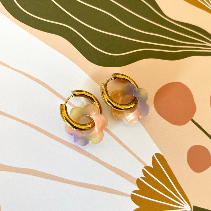 Boucles Paula - Jaune/pêche