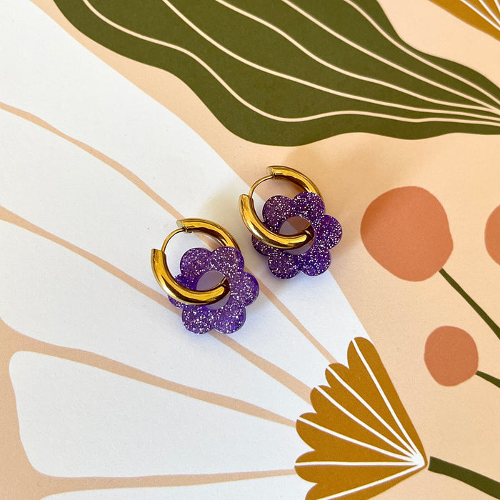 Boucles Paula - Pailleté violet