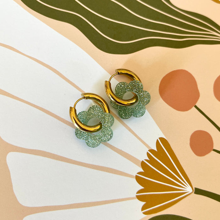 Boucles Paula - Pailleté vert