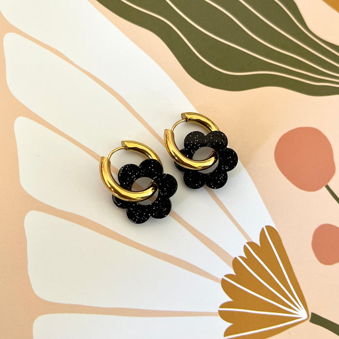 Boucles Paula - Pailleté noir