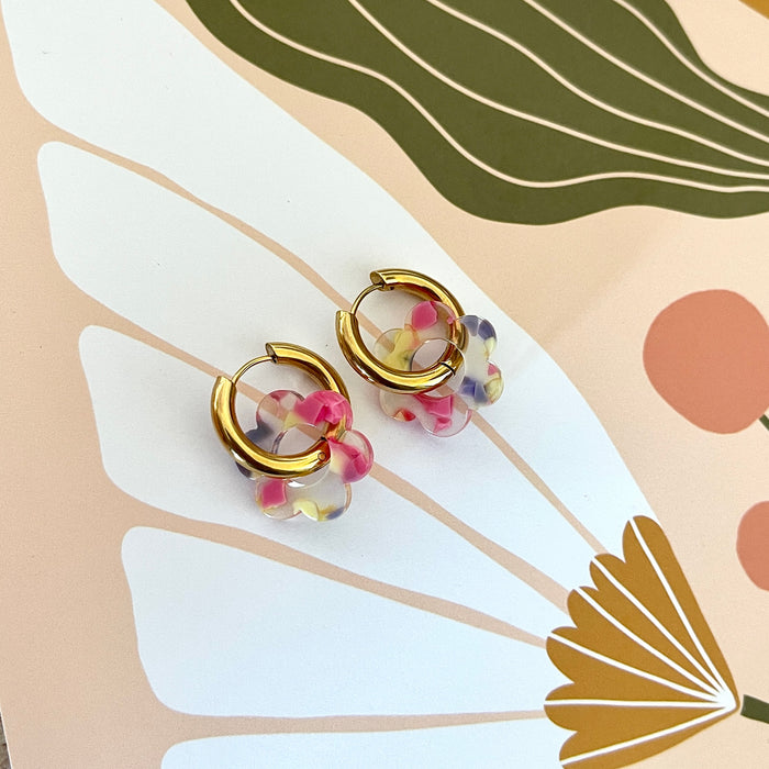 Boucles Paula - Vanille/rose