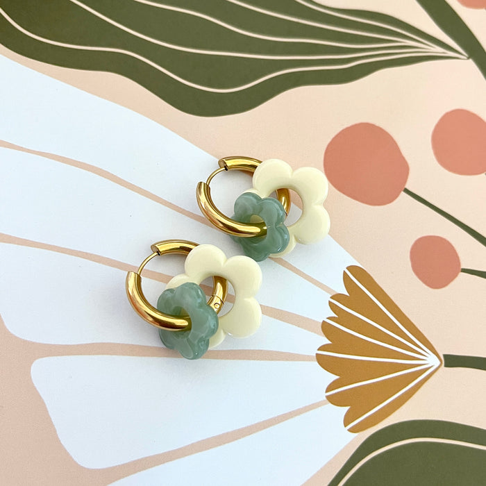 Boucles Mina - Ivoire/Vert d'eau
