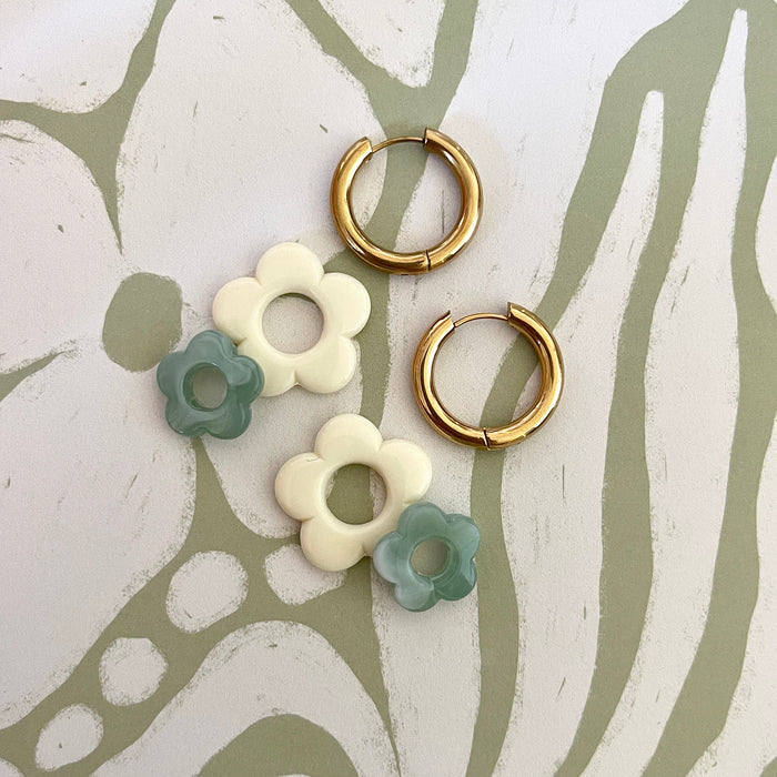 Boucles Mina - Ivoire/Vert d'eau