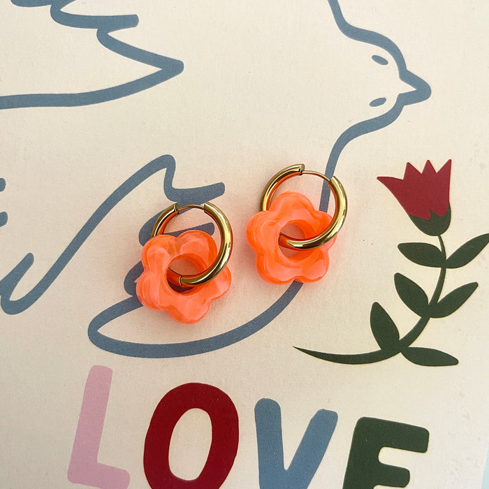 Boucles Flora - Orange fluo