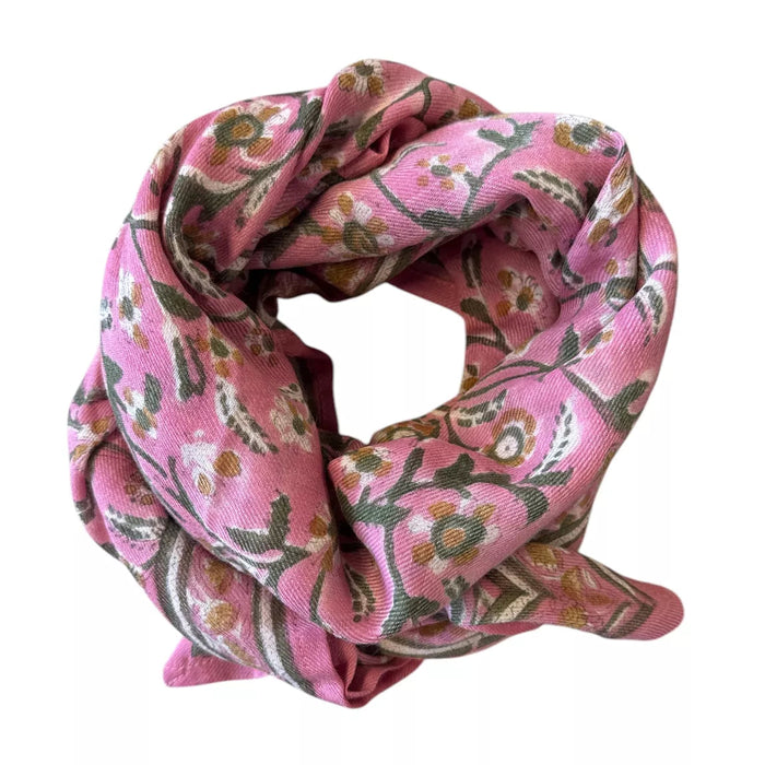 Grand foulard - Cerise (en laine & coton)