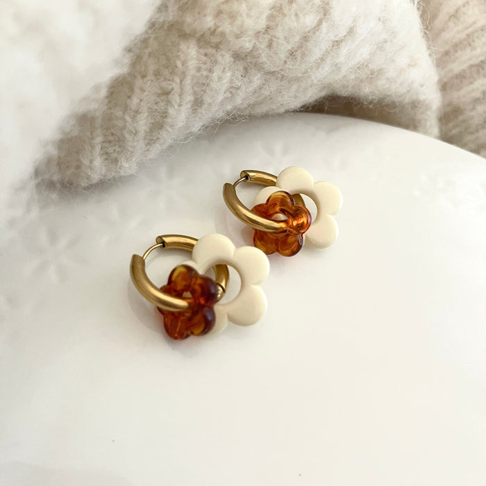 Boucles Mina - Ivoire/Marron