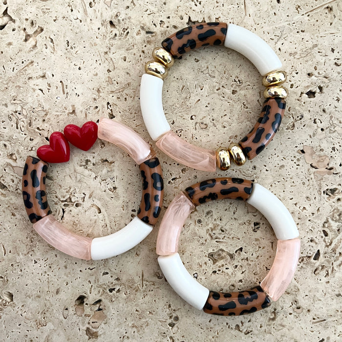 Trio bracelets Gigi - Rose/léopard
