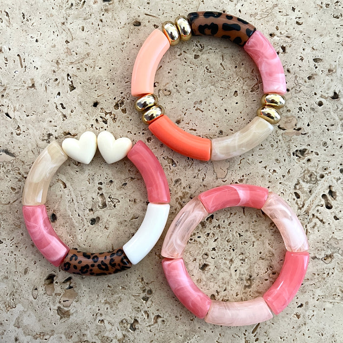 Trio bracelets Gigi - Rose/corail