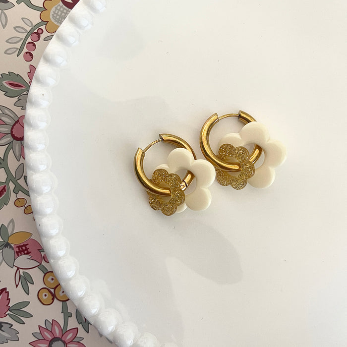 Boucles Mina - Ecru/doré