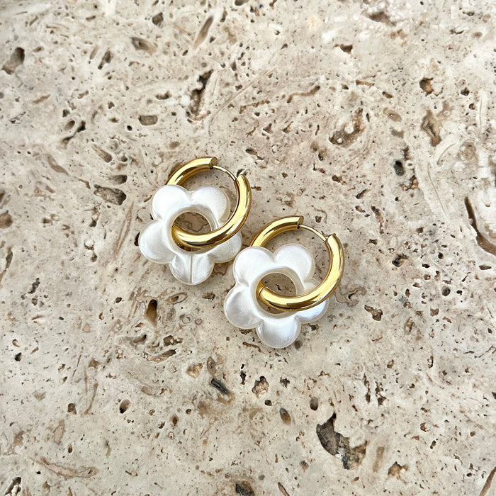 Boucles Daphnée - Blanches nacrées