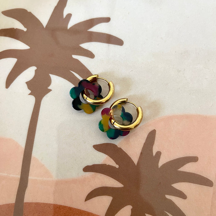 Boucles Paula - Vert/Rose