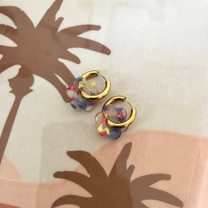 Boucles Paula - Vanille/rose