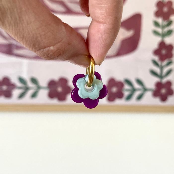 Boucles Mina - Violet/Vert d'eau