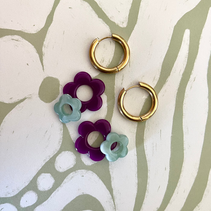 Boucles Mina - Violet/Vert d'eau