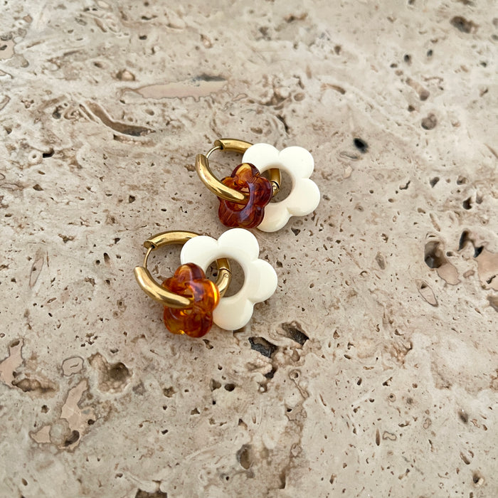 Boucles Mina - Ivoire/Marron