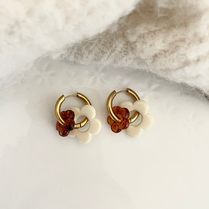 Boucles Mina - Ivoire/Marron