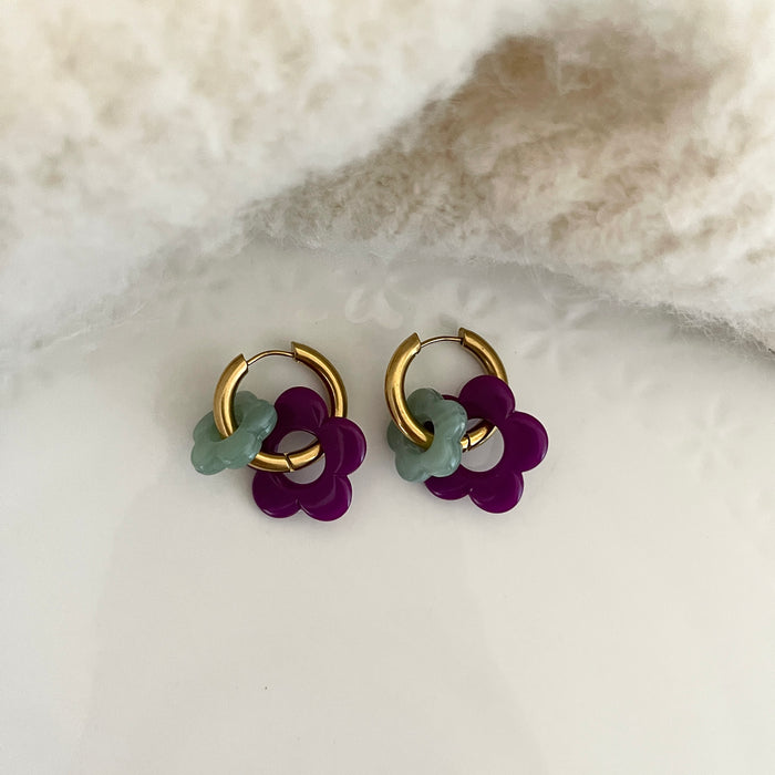 Boucles Mina - Violet/Vert d'eau