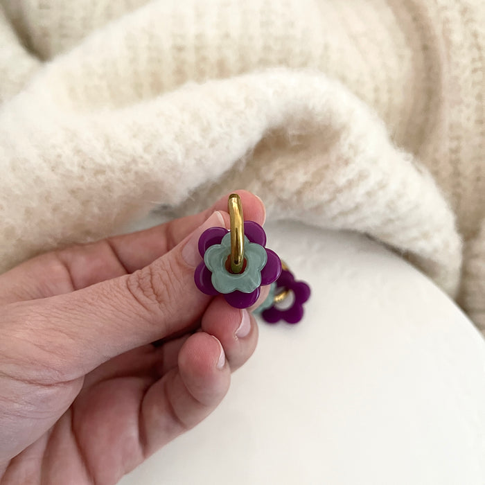 Boucles Mina - Violet/Vert d'eau