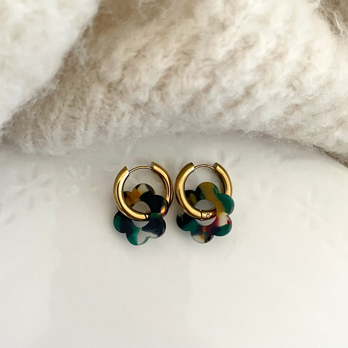 Boucles Paula - Vert/Rose