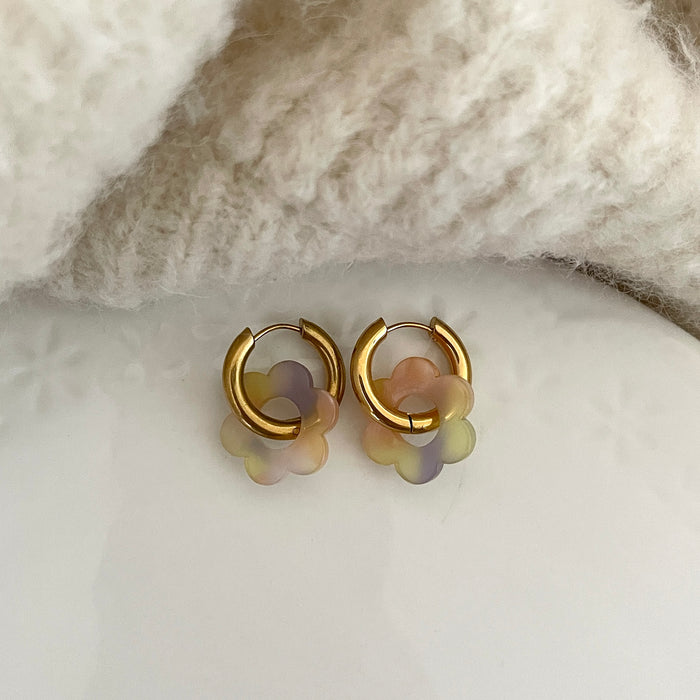 Boucles Paula - Jaune/pêche