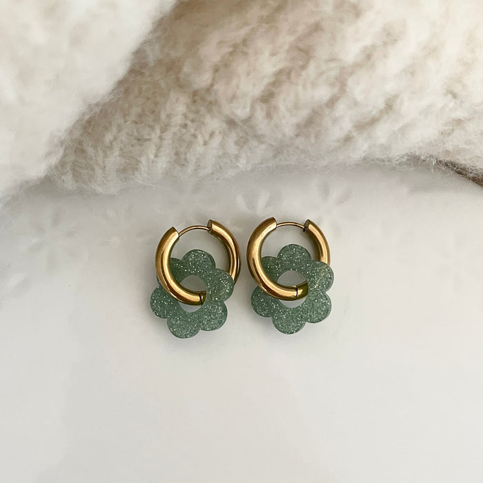 Boucles Paula - Pailleté vert