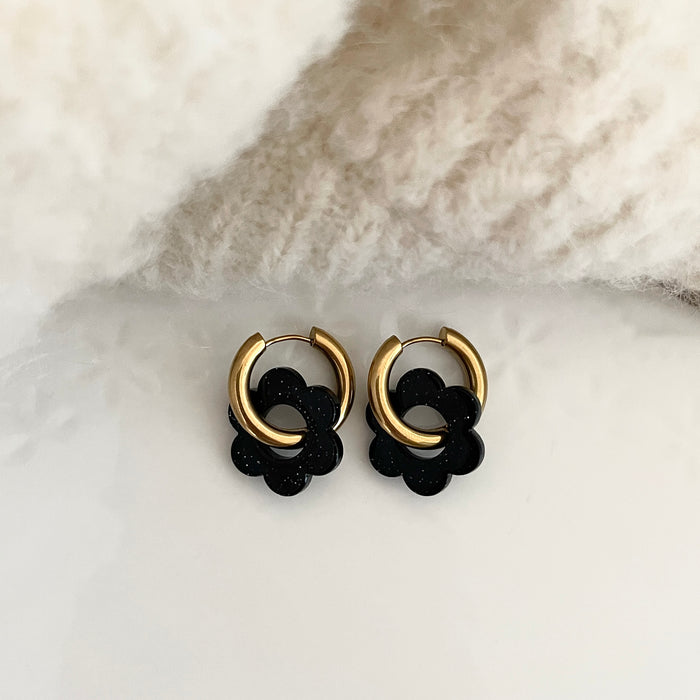 Boucles Paula - Pailleté noir