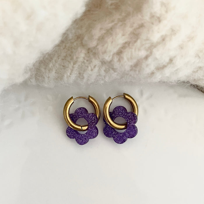 Boucles Paula - Pailleté violet