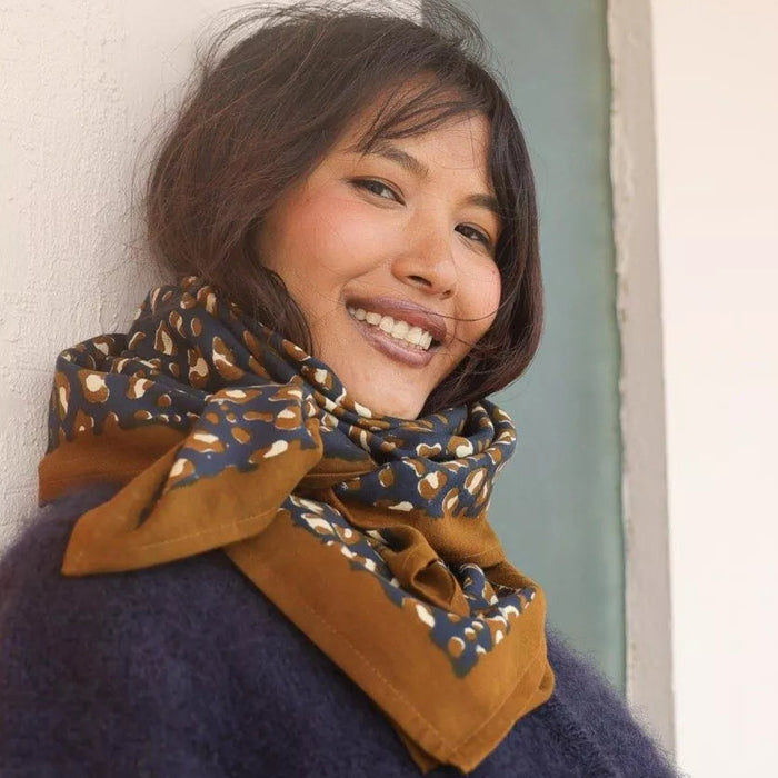 Grand foulard - Léopard navy