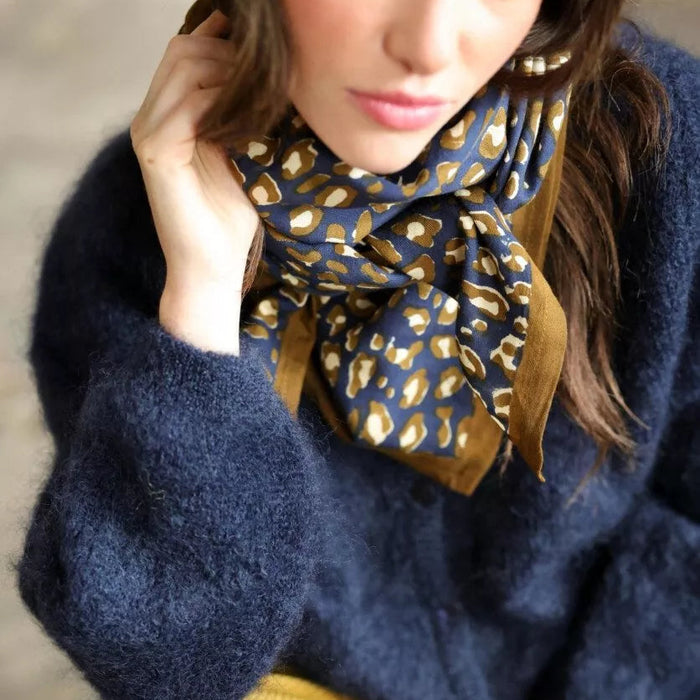 Grand foulard - Léopard navy