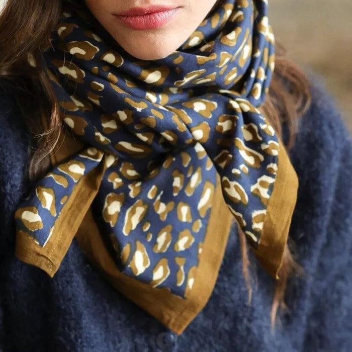 Grand foulard - Léopard navy