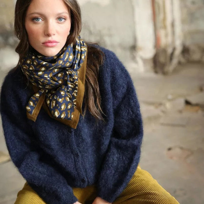 Grand foulard - Léopard navy