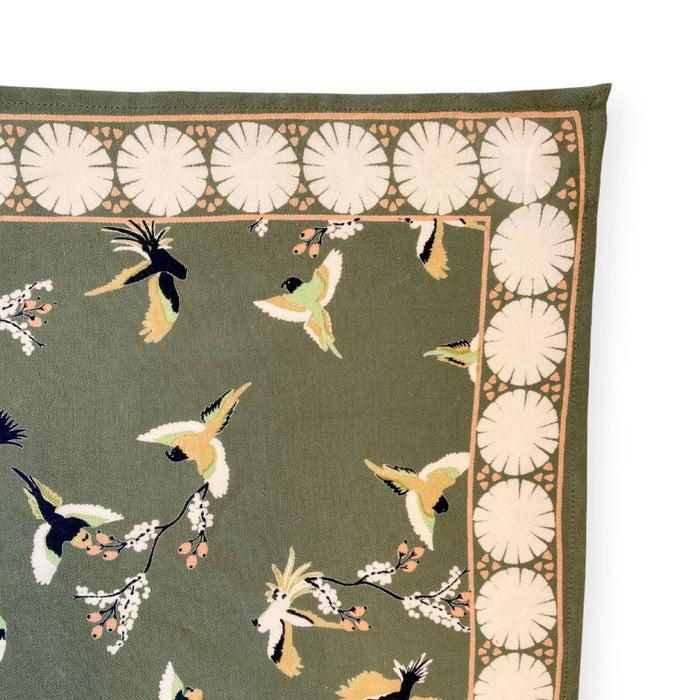 Petit foulard - Birds kaki