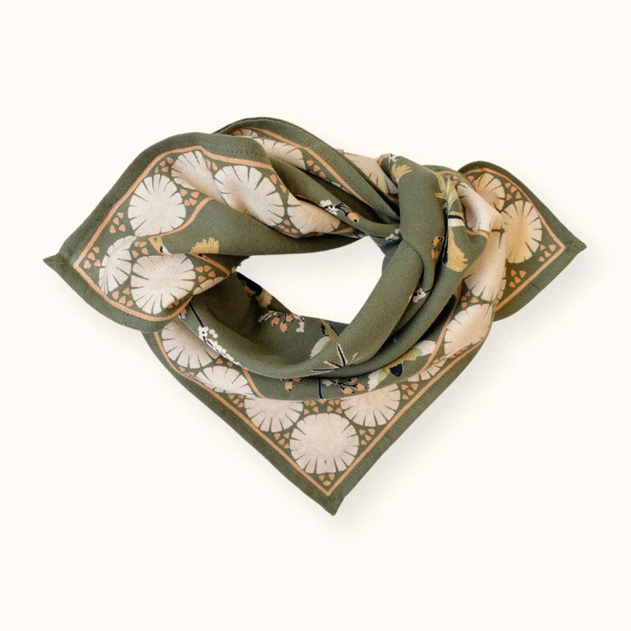 Petit foulard - Birds kaki